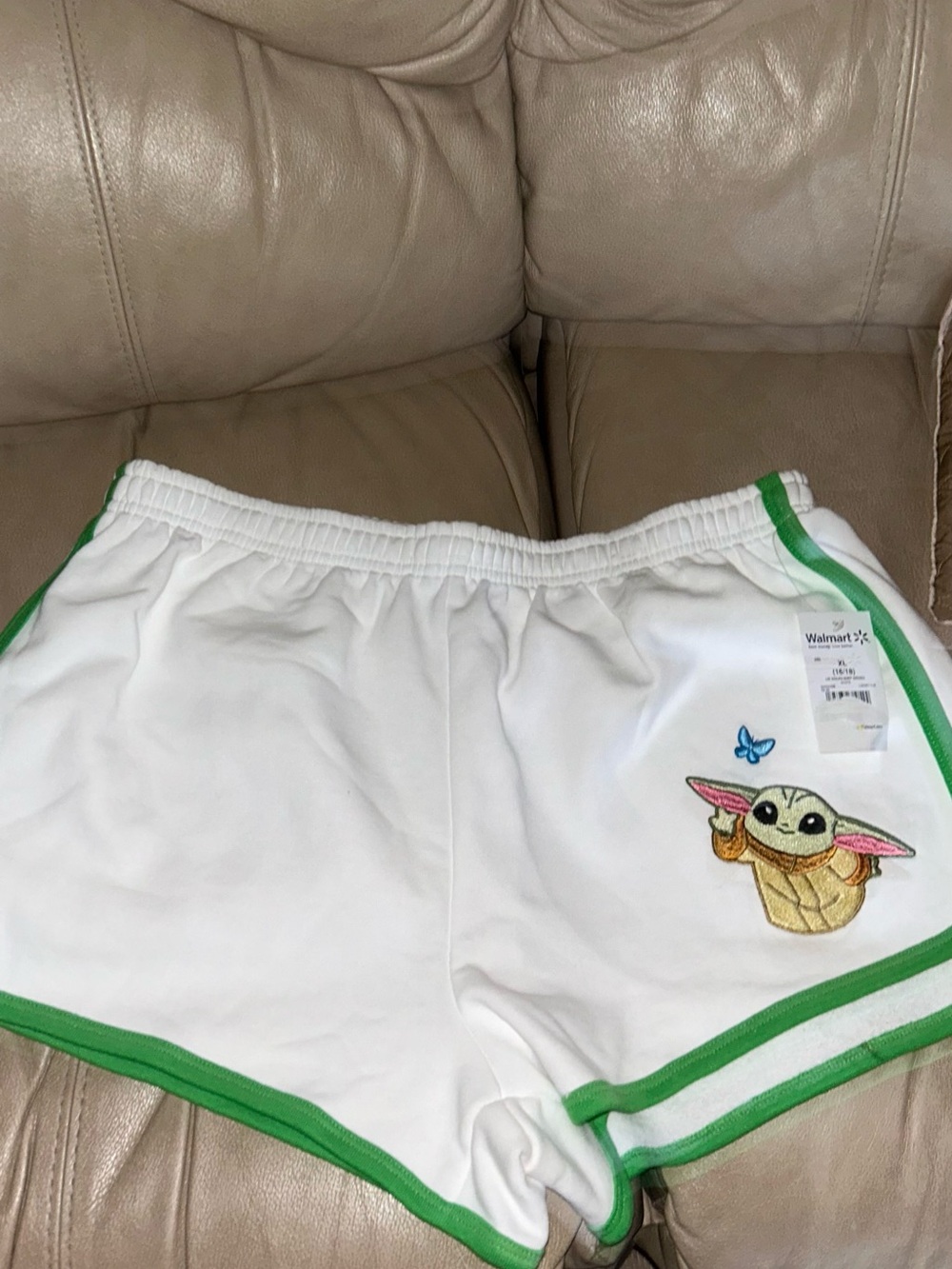 Star Wars green trim white shorts